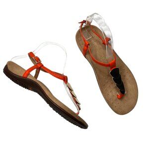 Vionic Womens Miami Orange Thong T-Strap Sandals Size 6.5 Gold Accent